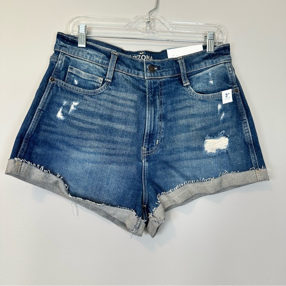 Arizona Jean Company Pants - Arizona Jean Co Highest Rise Mom Short Women's Blue Denim Summer Rolled Cuff Hem